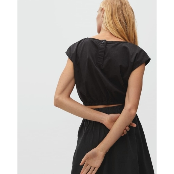 Everlane Top Bubble Crop Crew Neck Synch Elastic Blouse Shirt Tank - Picture 1 of 13
